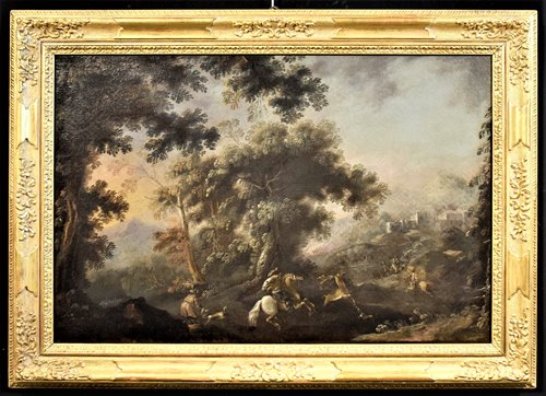 Deer hunting in forest landscape